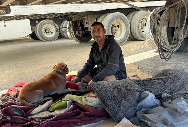 Homeless Man with dog